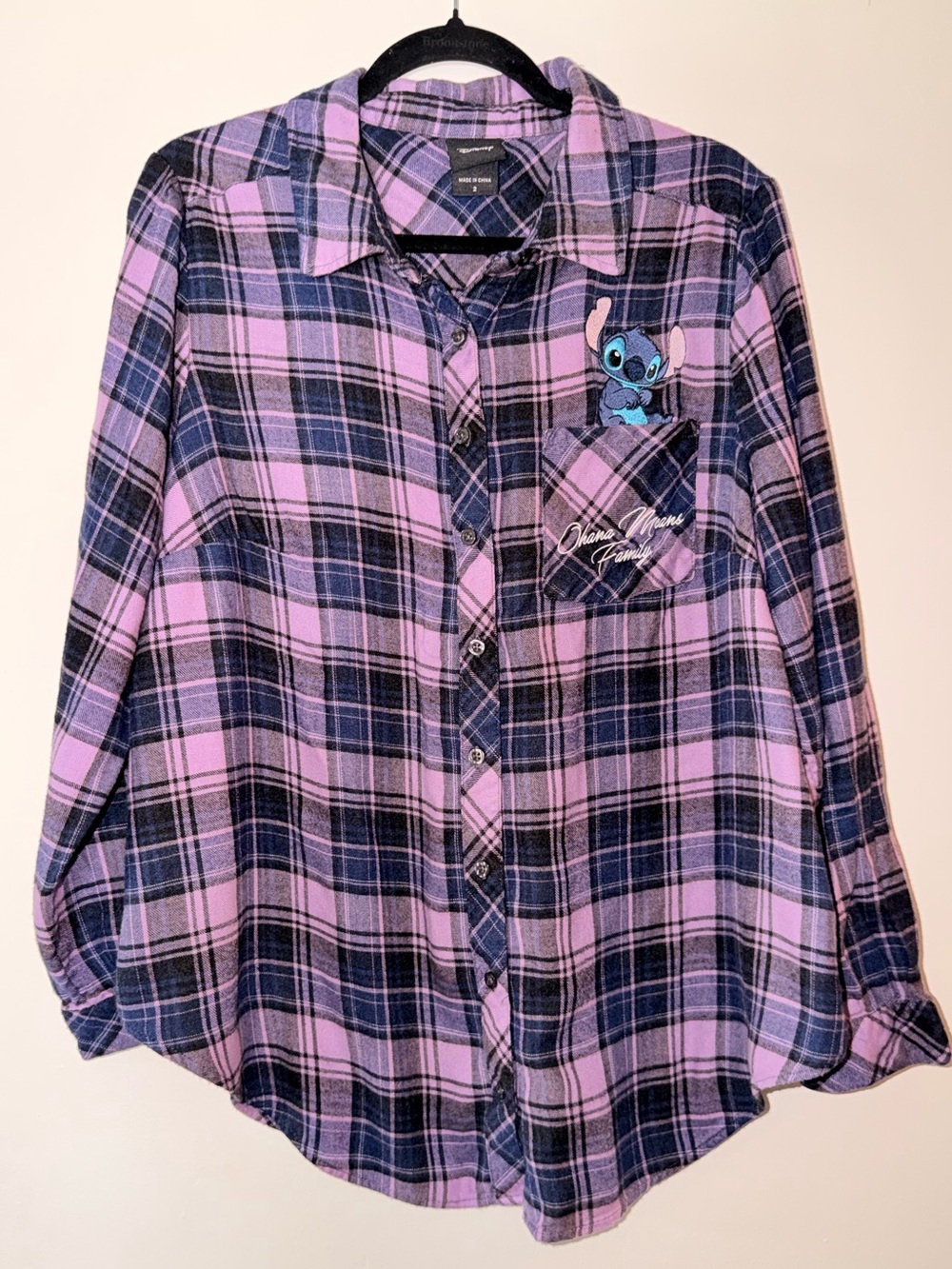 torrid Purple and Navy Plaid Button-Down Shirt with Stitch Patch